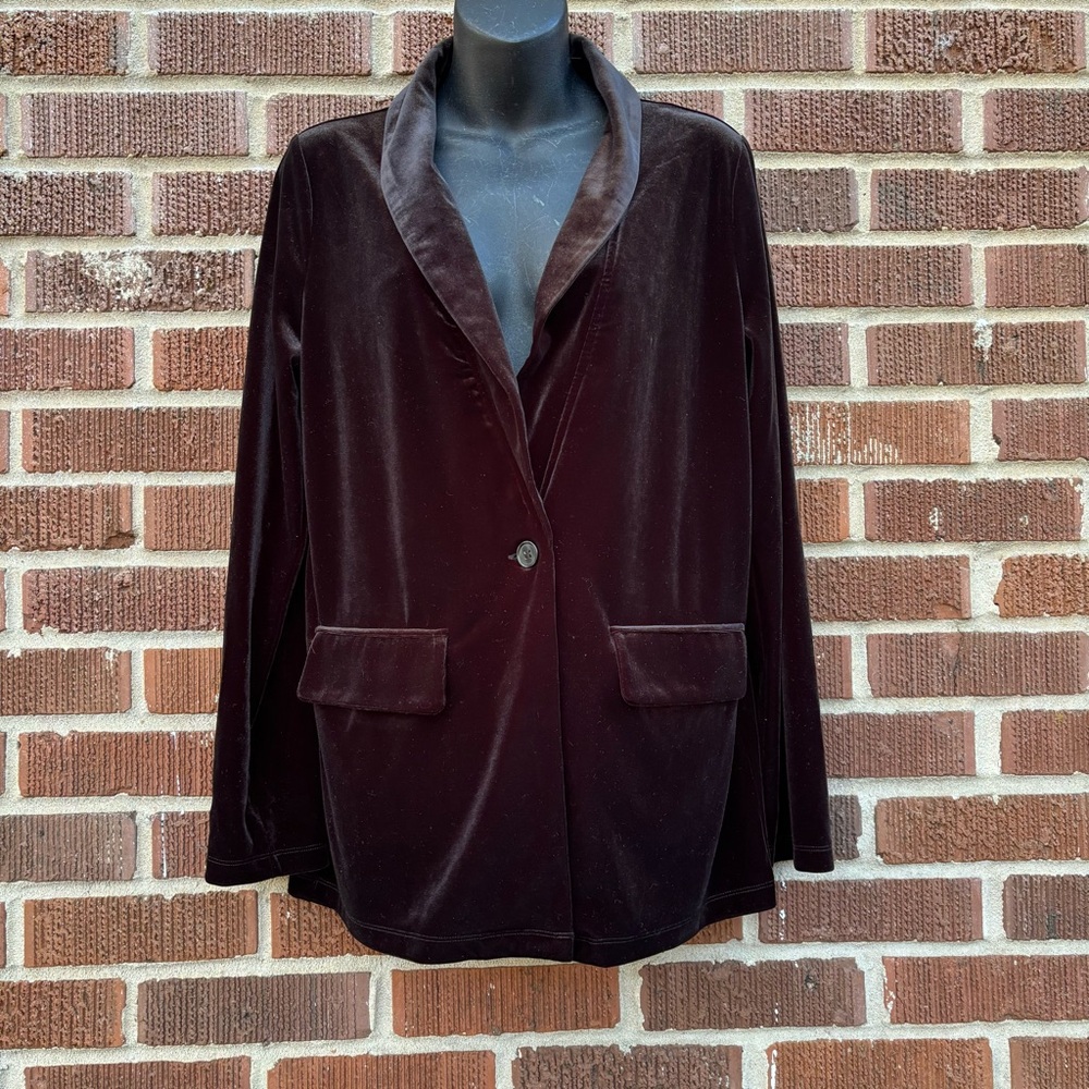 Sincerely Jules Velvet One front button Pockets Black Velvet Blazer Women’s Sz M